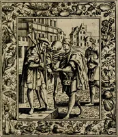 An illustration from Theatrum mortis humanæ tripartitum. I. Pars. Saltum mortis. II. Pars. Varia genera mortis. III. Pars. Pnas damnatorum continens. Figuris æneis illustratum, das ist, Schau-Bühne desz menschlichen Todts in drey Theil. 1. Theil. Der Toden Tantz. 2. Theil. Underschidliche Todts-Gattungen. 3. Theil. Der Verdambten Höllen-Peyn, vorstellend. Mit Schönen Kupffer-Stichen geziehrt vnd an Tag gegeben. Durch Joannem Weichardum Valvasor.. (1682)