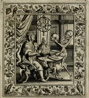 Picture 36 of 135 from Theatrum mortis humanæ tripartitum. I. Pars. Saltum mortis. II. Pars. Varia genera mortis. III. Pars. Pnas damnatorum continens. Figuris æneis illustratum, das ist, Schau-Bühne desz menschlichen Todts in drey Theil. 1. Theil. Der Toden Tantz. 2. Theil. Underschidliche Todts-Gattungen. 3. Theil. Der Verdambten Höllen-Peyn, vorstellend. Mit Schönen Kupffer-Stichen geziehrt vnd an Tag gegeben. Durch Joannem Weichardum Valvasor.. (1682), leaf 76