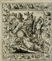 An illustration from Theatrum mortis humanæ tripartitum. I. Pars. Saltum mortis. II. Pars. Varia genera mortis. III. Pars. Pnas damnatorum continens. Figuris æneis illustratum, das ist, Schau-Bühne desz menschlichen Todts in drey Theil. 1. Theil. Der Toden Tantz. 2. Theil. Underschidliche Todts-Gattungen. 3. Theil. Der Verdambten Höllen-Peyn, vorstellend. Mit Schönen Kupffer-Stichen geziehrt vnd an Tag gegeben. Durch Joannem Weichardum Valvasor.. (1682)