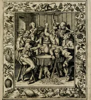 An illustration from Theatrum mortis humanæ tripartitum. I. Pars. Saltum mortis. II. Pars. Varia genera mortis. III. Pars. Pnas damnatorum continens. Figuris æneis illustratum, das ist, Schau-Bühne desz menschlichen Todts in drey Theil. 1. Theil. Der Toden Tantz. 2. Theil. Underschidliche Todts-Gattungen. 3. Theil. Der Verdambten Höllen-Peyn, vorstellend. Mit Schönen Kupffer-Stichen geziehrt vnd an Tag gegeben. Durch Joannem Weichardum Valvasor.. (1682)