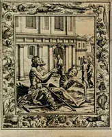 An illustration from Theatrum mortis humanæ tripartitum. I. Pars. Saltum mortis. II. Pars. Varia genera mortis. III. Pars. Pnas damnatorum continens. Figuris æneis illustratum, das ist, Schau-Bühne desz menschlichen Todts in drey Theil. 1. Theil. Der Toden Tantz. 2. Theil. Underschidliche Todts-Gattungen. 3. Theil. Der Verdambten Höllen-Peyn, vorstellend. Mit Schönen Kupffer-Stichen geziehrt vnd an Tag gegeben. Durch Joannem Weichardum Valvasor.. (1682)