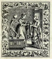 An illustration from Theatrum mortis humanae tripartitum ... : figuris aeneis illustratum = Das ist, Schau-Bühne dess menschlichen Todts in drey Theil ... : mit Schönen Kupffer-Stichen geziehrt vnd an Tag gegeben (1682)