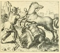 Picture 14 of 26 from Theatrum morum; artliche Gesprach der Thier mit wahren Historien den Menschen zur Lehr. AEgidius Sadeler excud. [Hrsg. von Gesellschaft Deutscher Bücherfreunde in Böhmen.] (1608), leaf 177