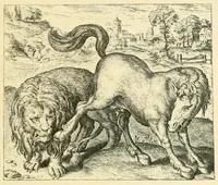 Picture 16 of 26 from Theatrum morum; artliche Gesprach der Thier mit wahren Historien den Menschen zur Lehr. AEgidius Sadeler excud. [Hrsg. von Gesellschaft Deutscher Bücherfreunde in Böhmen.] (1608), leaf 191