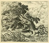 An illustration from Theatrum morum; artliche Gesprach der Thier mit wahren Historien den Menschen zur Lehr. AEgidius Sadeler excud. [Hrsg. von Gesellschaft Deutscher Bücherfreunde in Böhmen.] (1608)