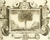 An illustration from Theatrvm omnivm scientiarvm, sive, Apparatvs qvo exceptvs fvit exc.mvs princeps d. Innicvs de Gvevara et Tassis, comes de Oñate & Villamediana, &c. ac Neapolitani regni prorex sapientissimvs, in Neapolitana academia in instavratione stvdiorvm anni MDCXLIX : cvm post sedatos Neapolitani regni tvmvltvs tanto principe avspice neapolitana Pallas armorvm tvrbine pene abrvta capvt erexit (1650)