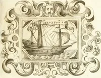 An illustration from Theatrvm omnivm scientiarvm, sive, Apparatvs qvo exceptvs fvit exc.mvs princeps d. Innicvs de Gvevara et Tassis, comes de Oñate & Villamediana, &c. ac Neapolitani regni prorex sapientissimvs, in Neapolitana academia in instavratione stvdiorvm anni MDCXLIX : cvm post sedatos Neapolitani regni tvmvltvs tanto principe avspice neapolitana Pallas armorvm tvrbine pene abrvta capvt erexit (1650)