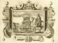 An illustration from Theatrvm omnivm scientiarvm, sive, Apparatvs qvo exceptvs fvit exc.mvs princeps d. Innicvs de Gvevara et Tassis, comes de Oñate & Villamediana, &c. ac Neapolitani regni prorex sapientissimvs, in Neapolitana academia in instavratione stvdiorvm anni MDCXLIX : cvm post sedatos Neapolitani regni tvmvltvs tanto principe avspice neapolitana Pallas armorvm tvrbine pene abrvta capvt erexit (1650)