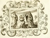 An illustration from Theatrvm omnivm scientiarvm, sive, Apparatvs qvo exceptvs fvit exc.mvs princeps d. Innicvs de Gvevara et Tassis, comes de Oñate & Villamediana, &c. ac Neapolitani regni prorex sapientissimvs, in Neapolitana academia in instavratione stvdiorvm anni MDCXLIX : cvm post sedatos Neapolitani regni tvmvltvs tanto principe avspice neapolitana Pallas armorvm tvrbine pene abrvta capvt erexit (1650)