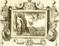 An illustration from Theatrvm omnivm scientiarvm, sive, Apparatvs qvo exceptvs fvit exc.mvs princeps d. Innicvs de Gvevara et Tassis, comes de Oñate & Villamediana, &c. ac Neapolitani regni prorex sapientissimvs, in Neapolitana academia in instavratione stvdiorvm anni MDCXLIX : cvm post sedatos Neapolitani regni tvmvltvs tanto principe avspice neapolitana Pallas armorvm tvrbine pene abrvta capvt erexit (1650)