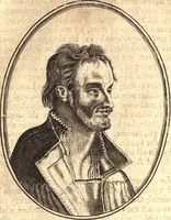 An illustration from The marrow of ecclesiastical history : contained in the lives of one hundred forty eight fathers, schoolmen, first reformers, and modern divines which have flourished in the Church since Christ's time to this present age : faithfully collected and orderly disposed according to the centuries wherein they lived : together with the lively effigies of most of the eminentest of them cut in copper (1654)