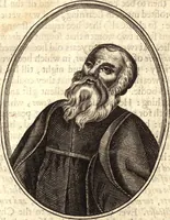 An illustration from The marrow of ecclesiastical historie, conteined in the lives of the fathers and other learned men and famous divines which have flourished in the Church since Christ's time to this present age. Faithfully collected out of several autors and orderly disposed according to the centuries wherein they lived. Together with the livelie effigies of most of the eminentest of them cut in copper (1650)