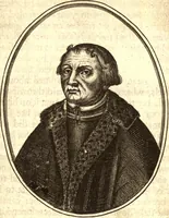 An illustration from The marrow of ecclesiastical historie, conteined in the lives of the fathers and other learned men and famous divines which have flourished in the Church since Christ's time to this present age. Faithfully collected out of several autors and orderly disposed according to the centuries wherein they lived. Together with the livelie effigies of most of the eminentest of them cut in copper (1650)