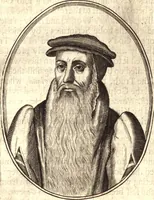 An illustration from The marrow of ecclesiastical historie, conteined in the lives of the fathers and other learned men and famous divines which have flourished in the Church since Christ's time to this present age. Faithfully collected out of several autors and orderly disposed according to the centuries wherein they lived. Together with the livelie effigies of most of the eminentest of them cut in copper (1650)