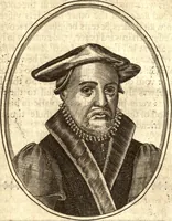 An illustration from The marrow of ecclesiastical historie, conteined in the lives of the fathers and other learned men and famous divines which have flourished in the Church since Christ's time to this present age. Faithfully collected out of several autors and orderly disposed according to the centuries wherein they lived. Together with the livelie effigies of most of the eminentest of them cut in copper (1650)