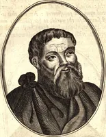 An illustration from The marrow of ecclesiastical historie, conteined in the lives of the fathers and other learned men and famous divines which have flourished in the Church since Christ's time to this present age. Faithfully collected out of several autors and orderly disposed according to the centuries wherein they lived. Together with the livelie effigies of most of the eminentest of them cut in copper (1650)