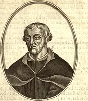An illustration from The marrow of ecclesiastical historie, conteined in the lives of the fathers and other learned men and famous divines which have flourished in the Church since Christ's time to this present age. Faithfully collected out of several autors and orderly disposed according to the centuries wherein they lived. Together with the livelie effigies of most of the eminentest of them cut in copper (1650)