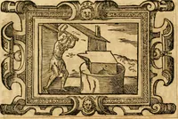 An illustration from Theodori Bezae Vezelii Poemata varia : sylvae, elegiae, epitaphia, epigrammata, icones, emblemata, Cato Censorius : omnia ab ipso auctore in vnum nunc corpus collecta & recognita (1597)