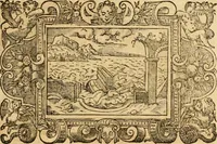 An illustration from Theodori Bezae Vezelii Poemata varia : sylvae, elegiae, epitaphia, epigrammata, icones, emblemata, Cato Censorius : omnia ab ipso auctore in vnum nunc corpus collecta & recognita (1597)