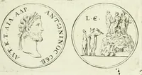 An illustration from Theon krisis : ivdicivm Paridis de tribvs deabvs latvm, in nvmismate imp. Antonini Pii expressvm : epistola Caroli Patini (1679)