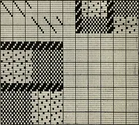 An illustration from Theory of silk weaving; a treatise on the construction and application of weaves, and the decomposition and calculation of broad and narrow, plain, novelty and jacquard silk fabrics (1921)