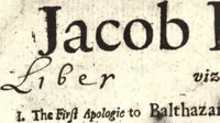 Picture 1 of 3 from The remainder of books written by Jacob Behme, viz. I. The first apologie to Balthazar Tylcken ... II. The second apologie in answer to Balthazar Tylcken ... III. The fouer complexions ... IV. The considerations upon Esaiah Stiefel's booke concerning the threefold state of man and the new birth ... V. The apologie in answer to Esaiah Stiefel concerning perfection ... VI. The apologie in answer to Gregory Rickter ... for the way to Christ ... VII. Twenty five epistles more than the 35. formerly printed in English, with 2 ... which make 62 in all, also 1 epistle more of his own hand writing, and 1. of Dr. Charles Weisners, relating much of J.B.'s life. Englished by John Sparrow (1662), leaf 6