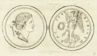 An illustration from Thesaurus ex Thesauro Palatino selectus, sive, Gemmarum et numismatum quae in electorali cimeliarchio continentur elegantiorum aere expressa, et convenienti commentario illustrata dispositio (1685)