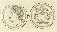 An illustration from Thesaurus ex Thesauro Palatino selectus, sive, Gemmarum et numismatum quae in electorali cimeliarchio continentur elegantiorum aere expressa, et convenienti commentario illustrata dispositio (1685)