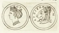 An illustration from Thesaurus ex Thesauro Palatino selectus, sive, Gemmarum et numismatum quae in electorali cimeliarchio continentur elegantiorum aere expressa, et convenienti commentario illustrata dispositio (1685)