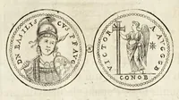 An illustration from Thesaurus ex Thesauro Palatino selectus, sive, Gemmarum et numismatum quae in electorali cimeliarchio continentur elegantiorum aere expressa, et convenienti commentario illustrata dispositio (1685)