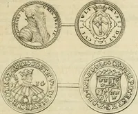 An illustration from Thesaurus nummorum sueo-gothicorum : studio indefesso Eliae Brenneri L. annorum spatio collectus, secundum seriem temporum dispositus, atqve e tenebris, cum commentatione in apricum prolatus ; accessit ejusdem auctoris Libellus de nummophylaciis Sveciae: de scriptoribus rei nummariae svethicae, atque de thesauris, seu variis vetustorum nummorum cumulis, passim per Sveoniam fortuito casu repertis (1731)