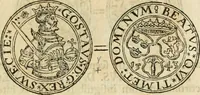An illustration from Thesaurus nummorum sueo-gothicorum : studio indefesso Eliae Brenneri L. annorum spatio collectus, secundum seriem temporum dispositus, atqve e tenebris, cum commentatione in apricum prolatus ; accessit ejusdem auctoris Libellus de nummophylaciis Sveciae: de scriptoribus rei nummariae svethicae, atque de thesauris, seu variis vetustorum nummorum cumulis, passim per Sveoniam fortuito casu repertis (1731)