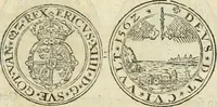 An illustration from Thesaurus nummorum sueo-gothicorum : studio indefesso Eliae Brenneri L. annorum spatio collectus, secundum seriem temporum dispositus, atqve e tenebris, cum commentatione in apricum prolatus ; accessit ejusdem auctoris Libellus de nummophylaciis Sveciae: de scriptoribus rei nummariae svethicae, atque de thesauris, seu variis vetustorum nummorum cumulis, passim per Sveoniam fortuito casu repertis (1731)
