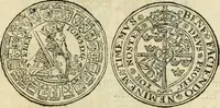 An illustration from Thesaurus nummorum sueo-gothicorum : studio indefesso Eliae Brenneri L. annorum spatio collectus, secundum seriem temporum dispositus, atqve e tenebris, cum commentatione in apricum prolatus ; accessit ejusdem auctoris Libellus de nummophylaciis Sveciae: de scriptoribus rei nummariae svethicae, atque de thesauris, seu variis vetustorum nummorum cumulis, passim per Sveoniam fortuito casu repertis (1731)