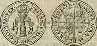An illustration from Thesaurus nummorum sueo-gothicorum : studio indefesso Eliae Brenneri L. annorum spatio collectus, secundum seriem temporum dispositus, atqve e tenebris, cum commentatione in apricum prolatus ; accessit ejusdem auctoris Libellus de nummophylaciis Sveciae: de scriptoribus rei nummariae svethicae, atque de thesauris, seu variis vetustorum nummorum cumulis, passim per Sveoniam fortuito casu repertis (1731)