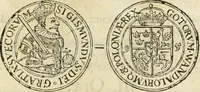 An illustration from Thesaurus nummorum sueo-gothicorum : studio indefesso Eliae Brenneri L. annorum spatio collectus, secundum seriem temporum dispositus, atqve e tenebris, cum commentatione in apricum prolatus ; accessit ejusdem auctoris Libellus de nummophylaciis Sveciae: de scriptoribus rei nummariae svethicae, atque de thesauris, seu variis vetustorum nummorum cumulis, passim per Sveoniam fortuito casu repertis (1731)