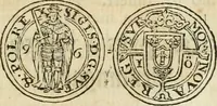 An illustration from Thesaurus nummorum sueo-gothicorum : studio indefesso Eliae Brenneri L. annorum spatio collectus, secundum seriem temporum dispositus, atqve e tenebris, cum commentatione in apricum prolatus ; accessit ejusdem auctoris Libellus de nummophylaciis Sveciae: de scriptoribus rei nummariae svethicae, atque de thesauris, seu variis vetustorum nummorum cumulis, passim per Sveoniam fortuito casu repertis (1731)