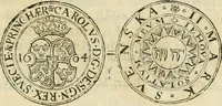 An illustration from Thesaurus nummorum sueo-gothicorum : studio indefesso Eliae Brenneri L. annorum spatio collectus, secundum seriem temporum dispositus, atqve e tenebris, cum commentatione in apricum prolatus ; accessit ejusdem auctoris Libellus de nummophylaciis Sveciae: de scriptoribus rei nummariae svethicae, atque de thesauris, seu variis vetustorum nummorum cumulis, passim per Sveoniam fortuito casu repertis (1731)
