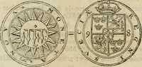 An illustration from Thesaurus nummorum sueo-gothicorum : studio indefesso Eliae Brenneri L. annorum spatio collectus, secundum seriem temporum dispositus, atqve e tenebris, cum commentatione in apricum prolatus ; accessit ejusdem auctoris Libellus de nummophylaciis Sveciae: de scriptoribus rei nummariae svethicae, atque de thesauris, seu variis vetustorum nummorum cumulis, passim per Sveoniam fortuito casu repertis (1731)