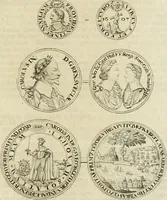 An illustration from Thesaurus nummorum sueo-gothicorum : studio indefesso Eliae Brenneri L. annorum spatio collectus, secundum seriem temporum dispositus, atqve e tenebris, cum commentatione in apricum prolatus ; accessit ejusdem auctoris Libellus de nummophylaciis Sveciae: de scriptoribus rei nummariae svethicae, atque de thesauris, seu variis vetustorum nummorum cumulis, passim per Sveoniam fortuito casu repertis (1731)
