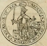 An illustration from Thesaurus nummorum sueo-gothicorum : studio indefesso Eliae Brenneri L. annorum spatio collectus, secundum seriem temporum dispositus, atqve e tenebris, cum commentatione in apricum prolatus ; accessit ejusdem auctoris Libellus de nummophylaciis Sveciae: de scriptoribus rei nummariae svethicae, atque de thesauris, seu variis vetustorum nummorum cumulis, passim per Sveoniam fortuito casu repertis (1731)