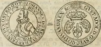 An illustration from Thesaurus nummorum sueo-gothicorum : studio indefesso Eliae Brenneri L. annorum spatio collectus, secundum seriem temporum dispositus, atqve e tenebris, cum commentatione in apricum prolatus ; accessit ejusdem auctoris Libellus de nummophylaciis Sveciae: de scriptoribus rei nummariae svethicae, atque de thesauris, seu variis vetustorum nummorum cumulis, passim per Sveoniam fortuito casu repertis (1731)