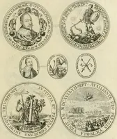 An illustration from Thesaurus nummorum sueo-gothicorum : studio indefesso Eliae Brenneri L. annorum spatio collectus, secundum seriem temporum dispositus, atqve e tenebris, cum commentatione in apricum prolatus ; accessit ejusdem auctoris Libellus de nummophylaciis Sveciae: de scriptoribus rei nummariae svethicae, atque de thesauris, seu variis vetustorum nummorum cumulis, passim per Sveoniam fortuito casu repertis (1731)