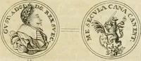 An illustration from Thesaurus nummorum sueo-gothicorum : studio indefesso Eliae Brenneri L. annorum spatio collectus, secundum seriem temporum dispositus, atqve e tenebris, cum commentatione in apricum prolatus ; accessit ejusdem auctoris Libellus de nummophylaciis Sveciae: de scriptoribus rei nummariae svethicae, atque de thesauris, seu variis vetustorum nummorum cumulis, passim per Sveoniam fortuito casu repertis (1731)