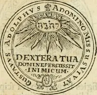 An illustration from Thesaurus nummorum sueo-gothicorum : studio indefesso Eliae Brenneri L. annorum spatio collectus, secundum seriem temporum dispositus, atqve e tenebris, cum commentatione in apricum prolatus ; accessit ejusdem auctoris Libellus de nummophylaciis Sveciae: de scriptoribus rei nummariae svethicae, atque de thesauris, seu variis vetustorum nummorum cumulis, passim per Sveoniam fortuito casu repertis (1731)