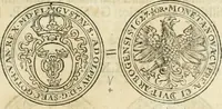 An illustration from Thesaurus nummorum sueo-gothicorum : studio indefesso Eliae Brenneri L. annorum spatio collectus, secundum seriem temporum dispositus, atqve e tenebris, cum commentatione in apricum prolatus ; accessit ejusdem auctoris Libellus de nummophylaciis Sveciae: de scriptoribus rei nummariae svethicae, atque de thesauris, seu variis vetustorum nummorum cumulis, passim per Sveoniam fortuito casu repertis (1731)
