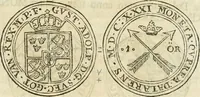 An illustration from Thesaurus nummorum sueo-gothicorum : studio indefesso Eliae Brenneri L. annorum spatio collectus, secundum seriem temporum dispositus, atqve e tenebris, cum commentatione in apricum prolatus ; accessit ejusdem auctoris Libellus de nummophylaciis Sveciae: de scriptoribus rei nummariae svethicae, atque de thesauris, seu variis vetustorum nummorum cumulis, passim per Sveoniam fortuito casu repertis (1731)