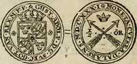 An illustration from Thesaurus nummorum sueo-gothicorum : studio indefesso Eliae Brenneri L. annorum spatio collectus, secundum seriem temporum dispositus, atqve e tenebris, cum commentatione in apricum prolatus ; accessit ejusdem auctoris Libellus de nummophylaciis Sveciae: de scriptoribus rei nummariae svethicae, atque de thesauris, seu variis vetustorum nummorum cumulis, passim per Sveoniam fortuito casu repertis (1731)