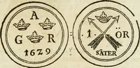 An illustration from Thesaurus nummorum sueo-gothicorum : studio indefesso Eliae Brenneri L. annorum spatio collectus, secundum seriem temporum dispositus, atqve e tenebris, cum commentatione in apricum prolatus ; accessit ejusdem auctoris Libellus de nummophylaciis Sveciae: de scriptoribus rei nummariae svethicae, atque de thesauris, seu variis vetustorum nummorum cumulis, passim per Sveoniam fortuito casu repertis (1731)