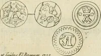 An illustration from Thesaurus nummorum sueo-gothicorum : studio indefesso Eliae Brenneri L. annorum spatio collectus, secundum seriem temporum dispositus, atqve e tenebris, cum commentatione in apricum prolatus ; accessit ejusdem auctoris Libellus de nummophylaciis Sveciae: de scriptoribus rei nummariae svethicae, atque de thesauris, seu variis vetustorum nummorum cumulis, passim per Sveoniam fortuito casu repertis (1731)